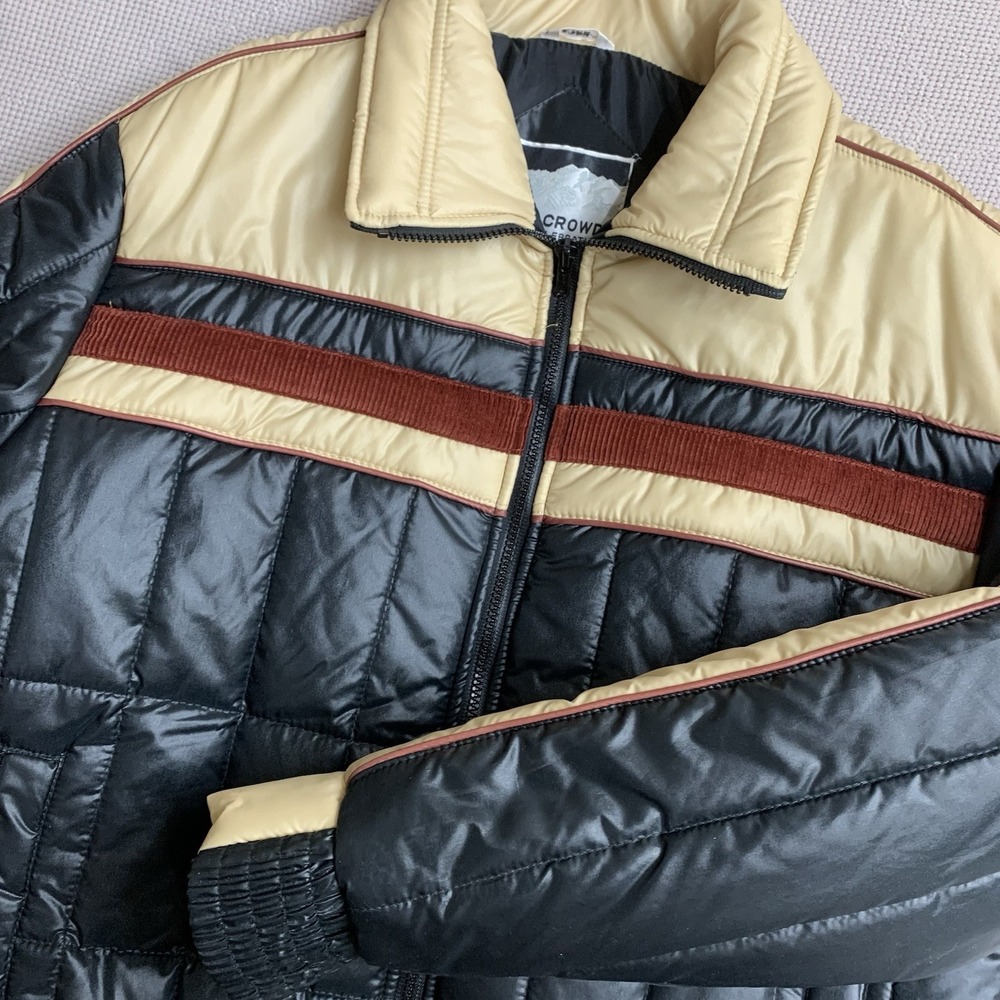 VTG In Crowd by Celebration Ski Jacket Men's L Puffer Corduroy Stripe‎ Retro 80s